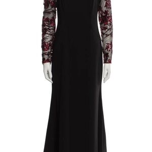 Black Long Sleeve Gown with Red Bishop Sleeves for Weddings